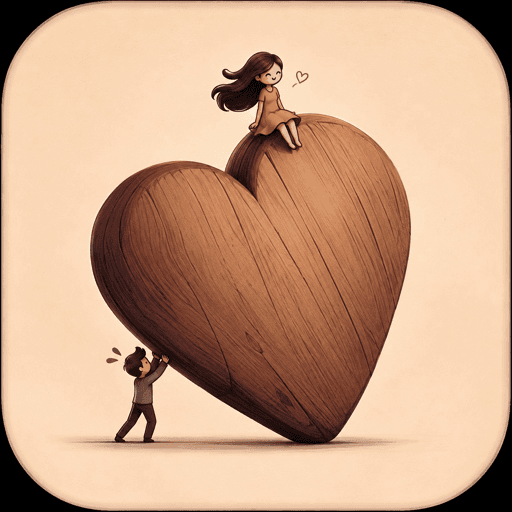 Troth app icon — a couple and a wooden heart